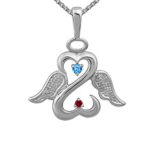 1/20 Ct. tw Diamond Color Stone Angel Heart Necklace