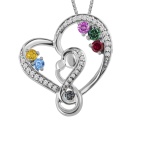 1/10 Ct. tw Diamond Color Stone Mother's Heart Necklace