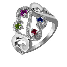 1/20 Ct. tw Diamond Color Stone Mother's Heart Ring