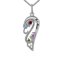1/20 Ct. tw Diamond Color Stone Angel Heart Necklace