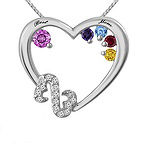 1/20 Ct. tw Diamond Color Stone Mother's Heart Necklace 