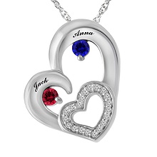 1/10 Ct. tw Diamond Color Stone Couple's Heart Necklace 