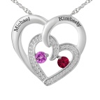1/10 Ct. tw Diamond Color Stone Couple's Heart Necklace 